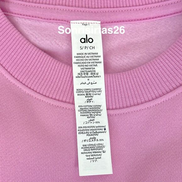 Alo Yoga Accolade Crew Neck Pullover Valentine’s Candy Heart Pink NWT Size S - Picture 13 of 16